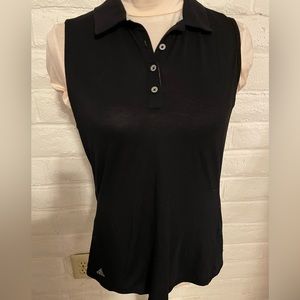 Adidas Black Sleeveless Golf Polo Shirt, size M